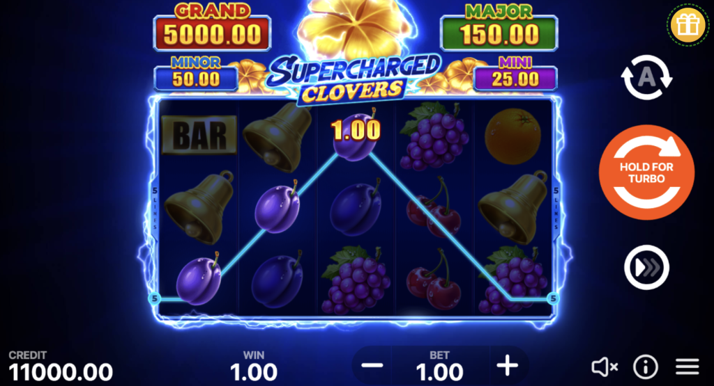 Screenshot of Supercharged Clovers Hold and Win Slot 