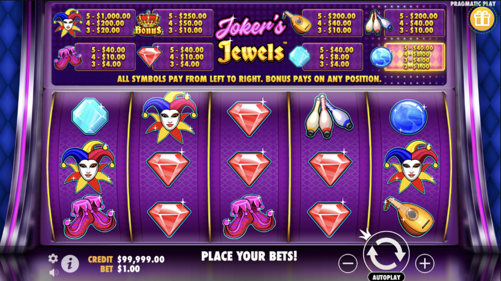 Screenshot of Joker's Jewels Slot