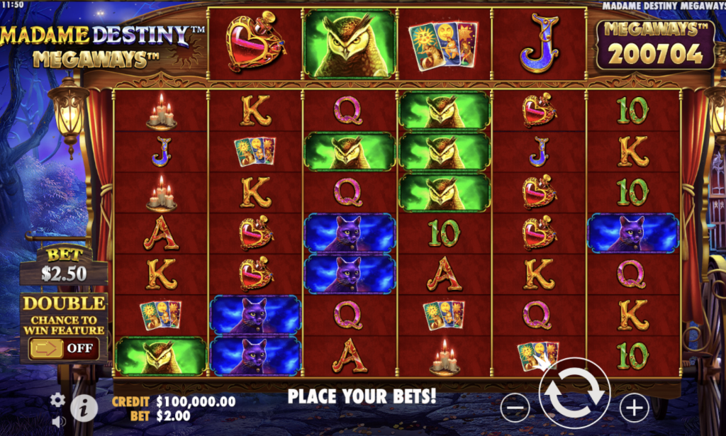 Screenshot of Madame Destiny Megaways slot