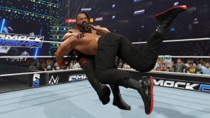 roman reigns spearing jacob fatu in wwe 2k25