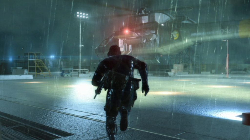 snake running after helicopter in metal gear solid ground zeroes