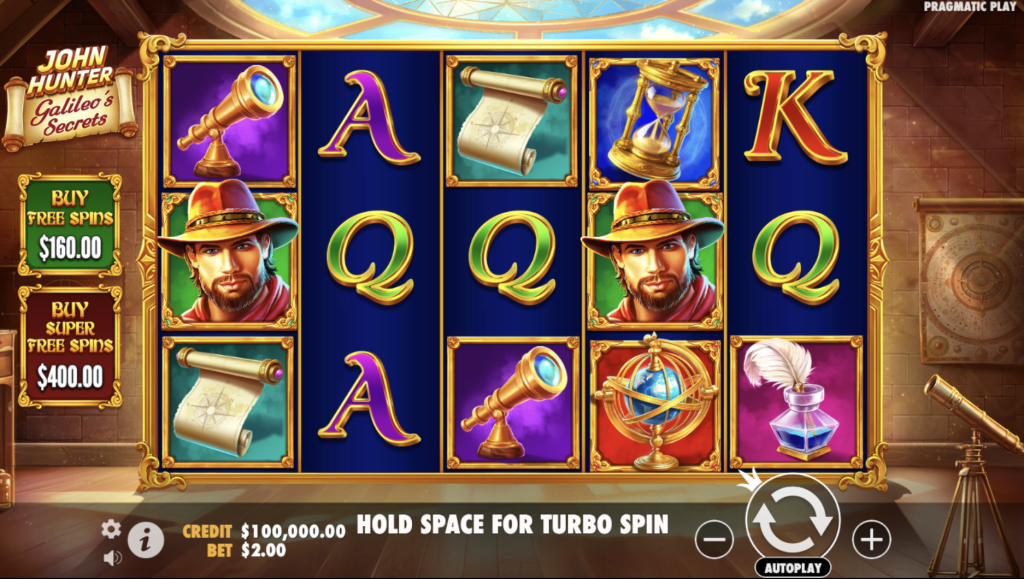 Screenshot of John Hunter and Galileo's Secret slot