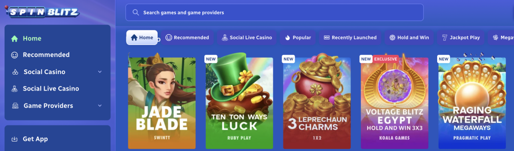 screenshot of SpinBlitz casino