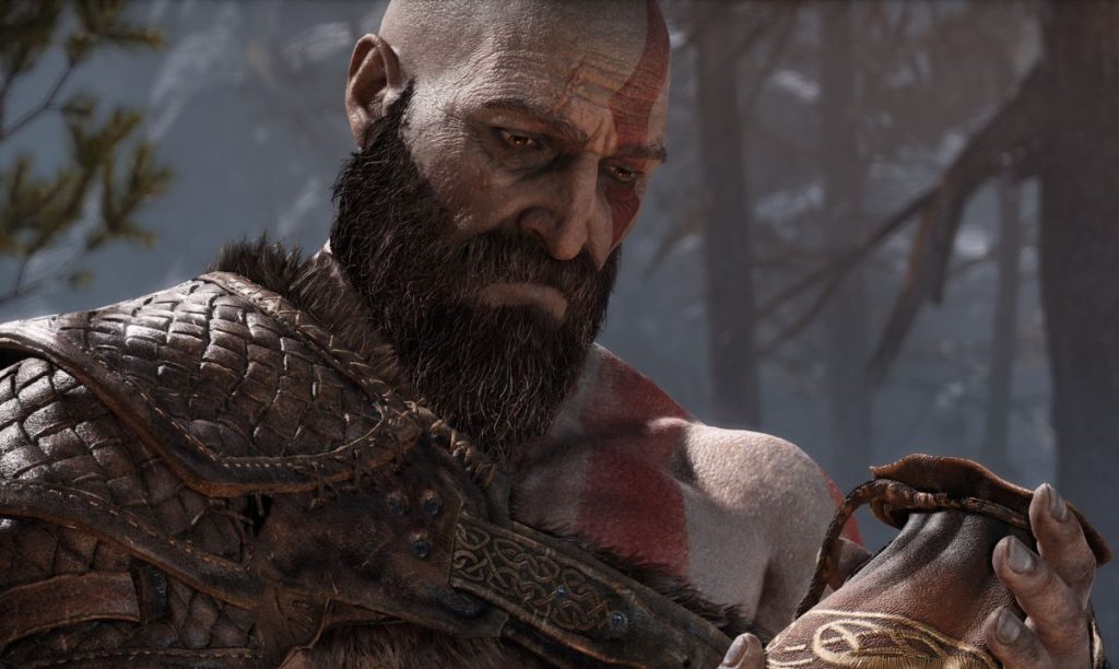 A close-up shot of Kratos in Gears of War