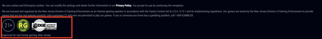 Borgata Casino responsible gaming and regulation notice approved by the New Jersey Division of Gaming Enforcement.