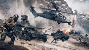 soldiers running from helicopter in battlefield 6