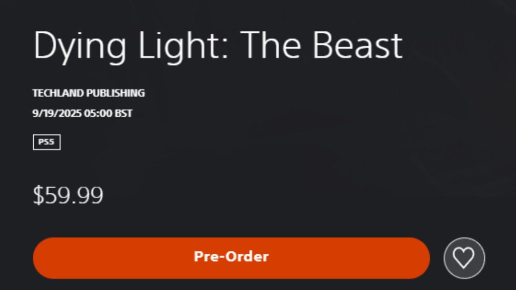 dying light the beast ps store