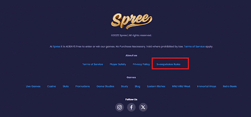 Screenshot of the footer on Spree