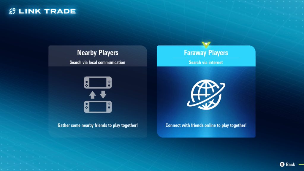 The trading screen in Pokemon Legends Z-A