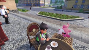 Spritzee in a cafe in Pokémon Legends: Z-A