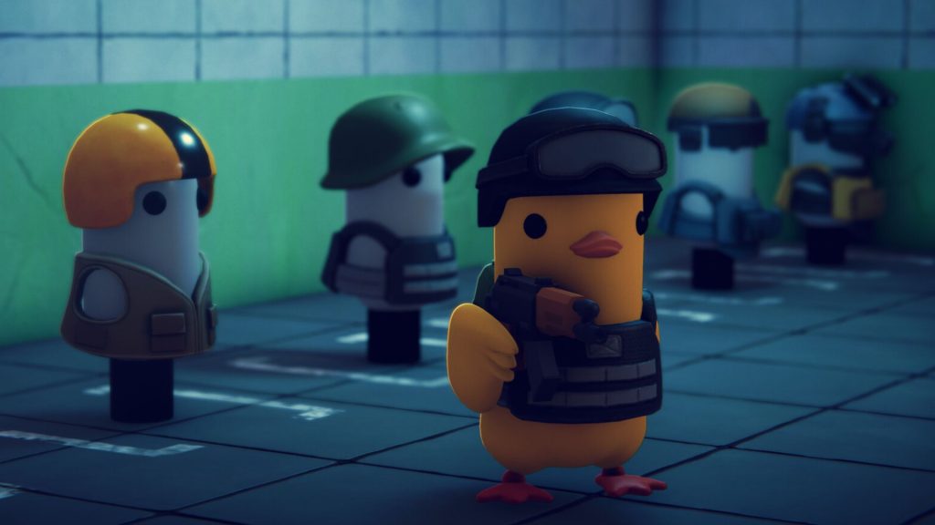 duck with gun in escape from duckov
