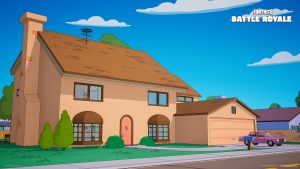 A close-up view of The Simpsons house in Fortnite