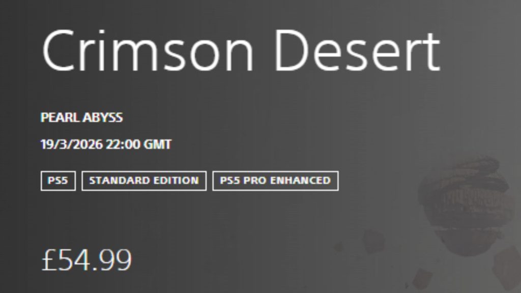 crimson desert release date and start times on ps store