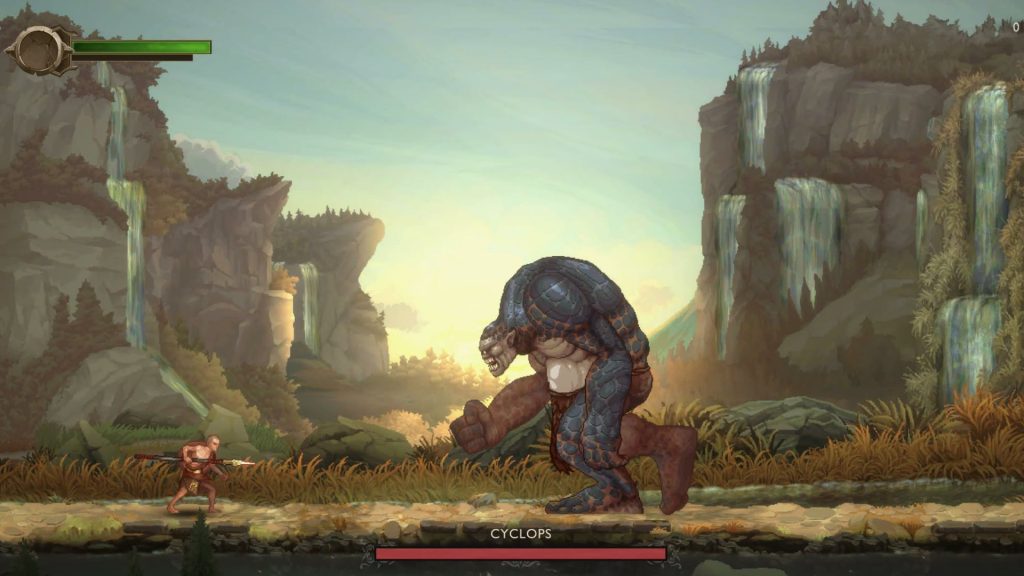 kratos fighting a cyclops in god of war sons of sparta