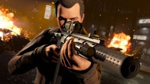 michael firing gun in gta 5