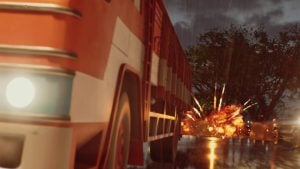 car blowing up in car chase in project madras