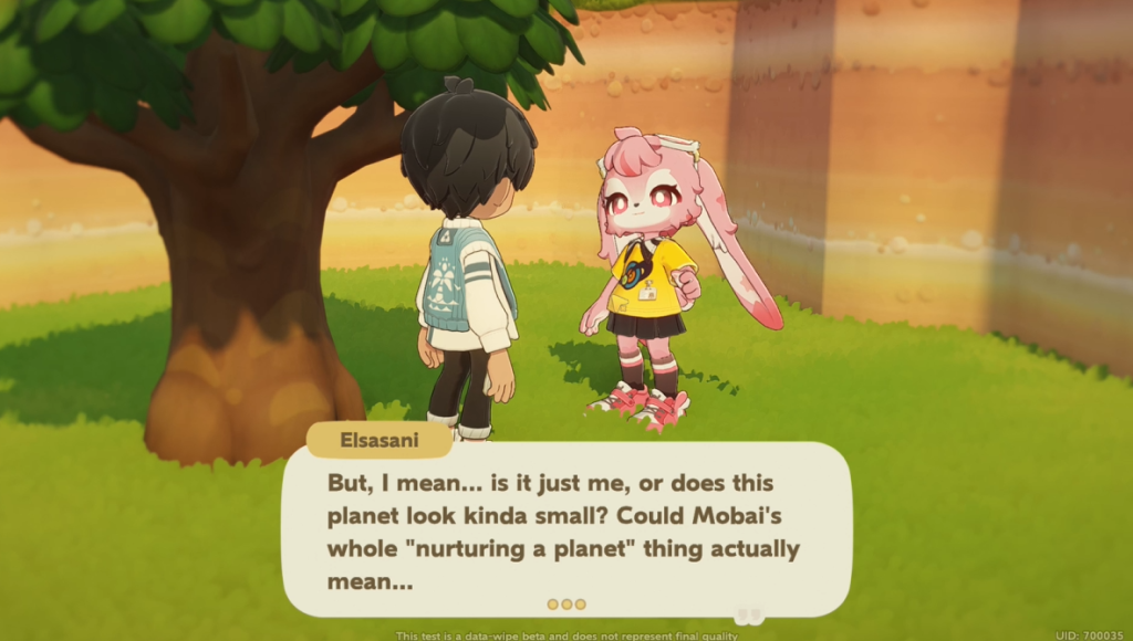 A player and a character in Petit Planet
