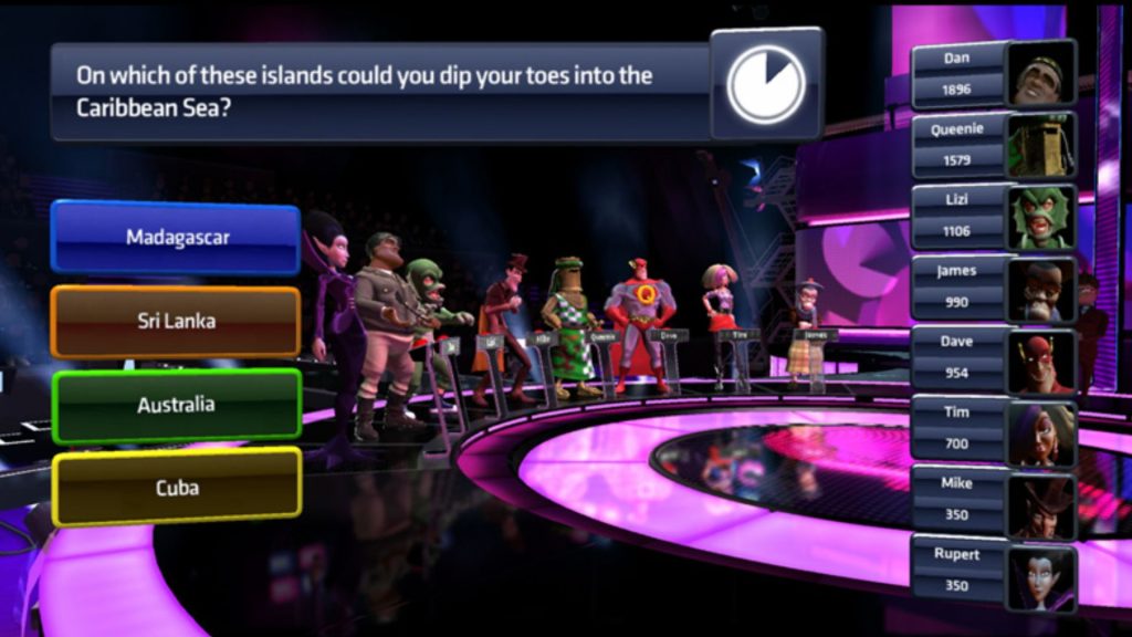 buzz quiz question and leaderboard