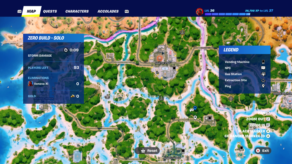 A section of the Fortnite map