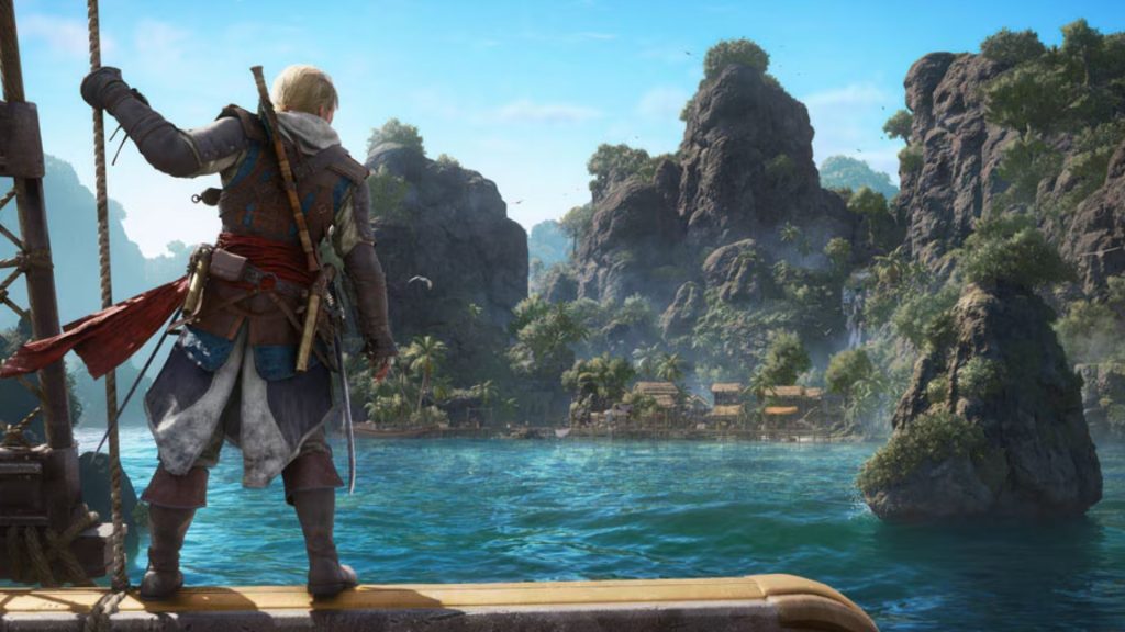 edward kenway standing on ship in assassin's creed black flag resynced