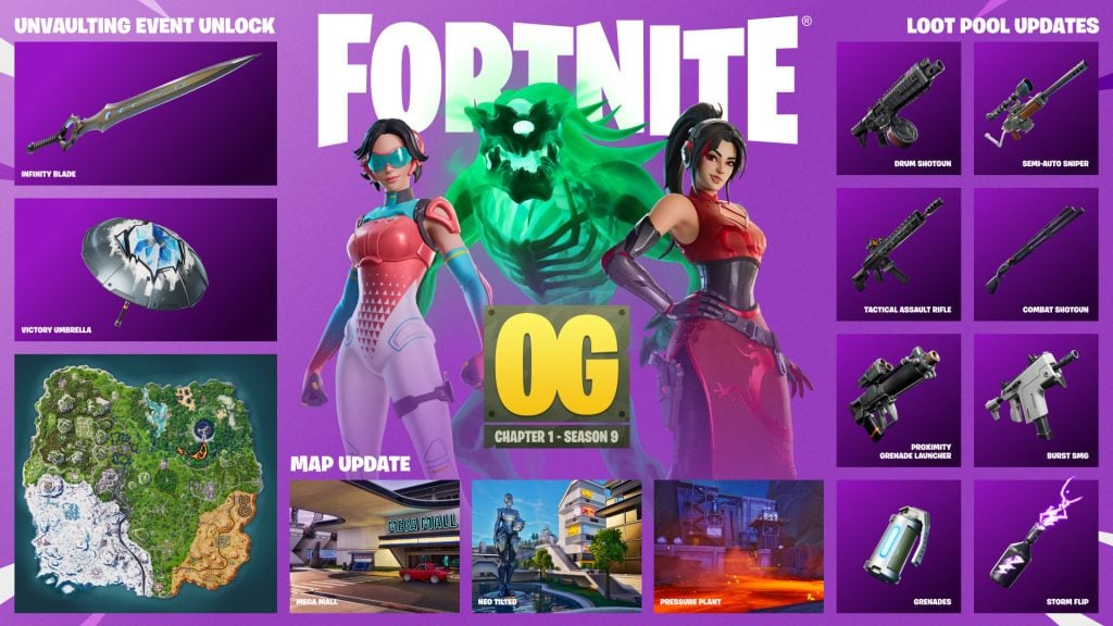 Keyart overview for Fortnite OG Season 9