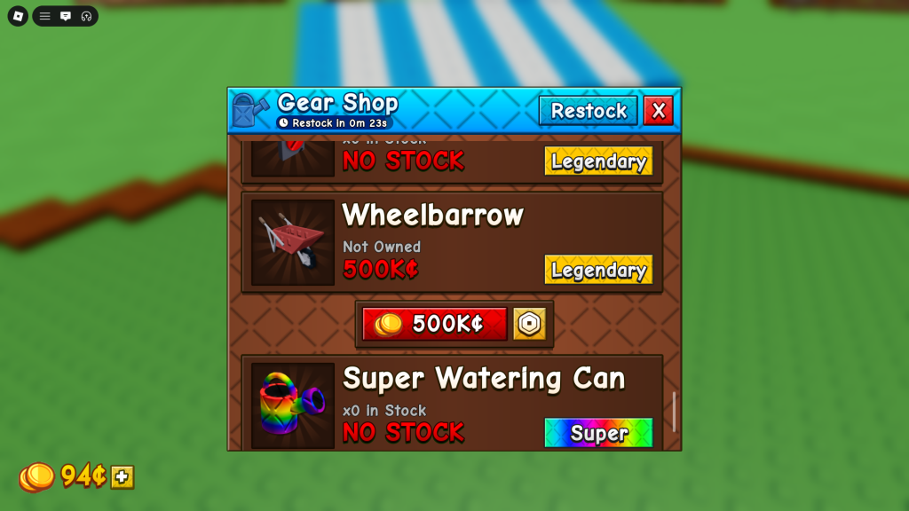 A shop screen in Grow a Garden 2