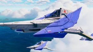 star fox ship flying