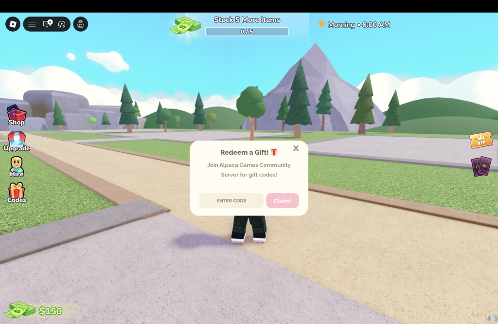 Cook And Sell Codes Redemption Menu