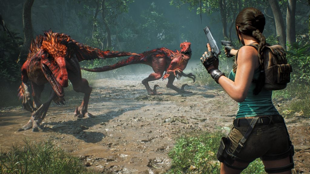 Lara Croft and dinosaurs in Legacy of Atlantis