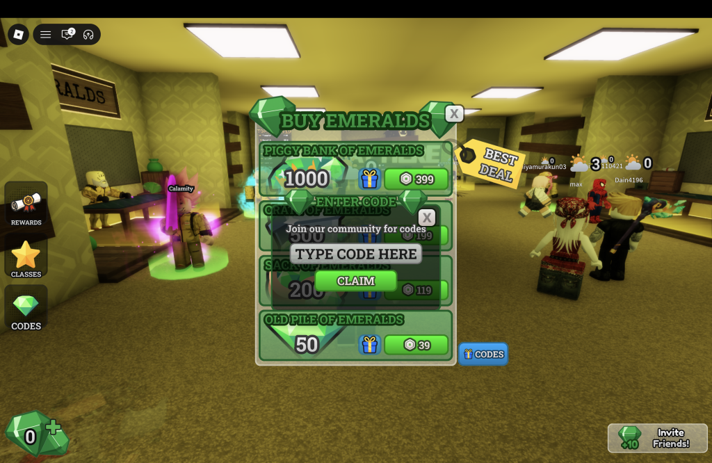 Survive The Backrooms Codes Redemption Menu