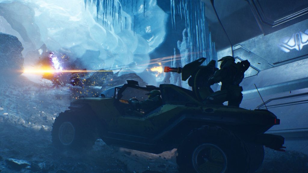 master chief riding warthog in halo campaign evolved