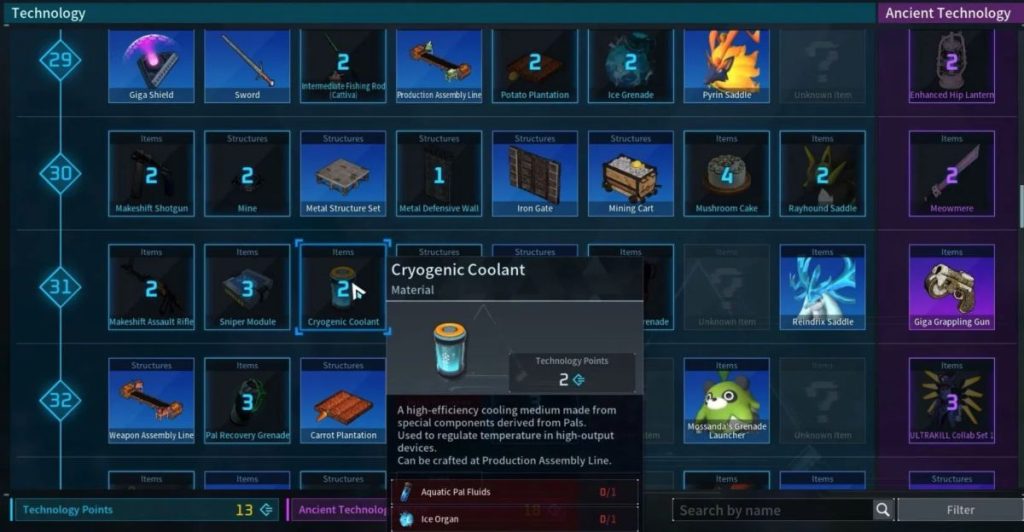An image showing unlocks in Palworld