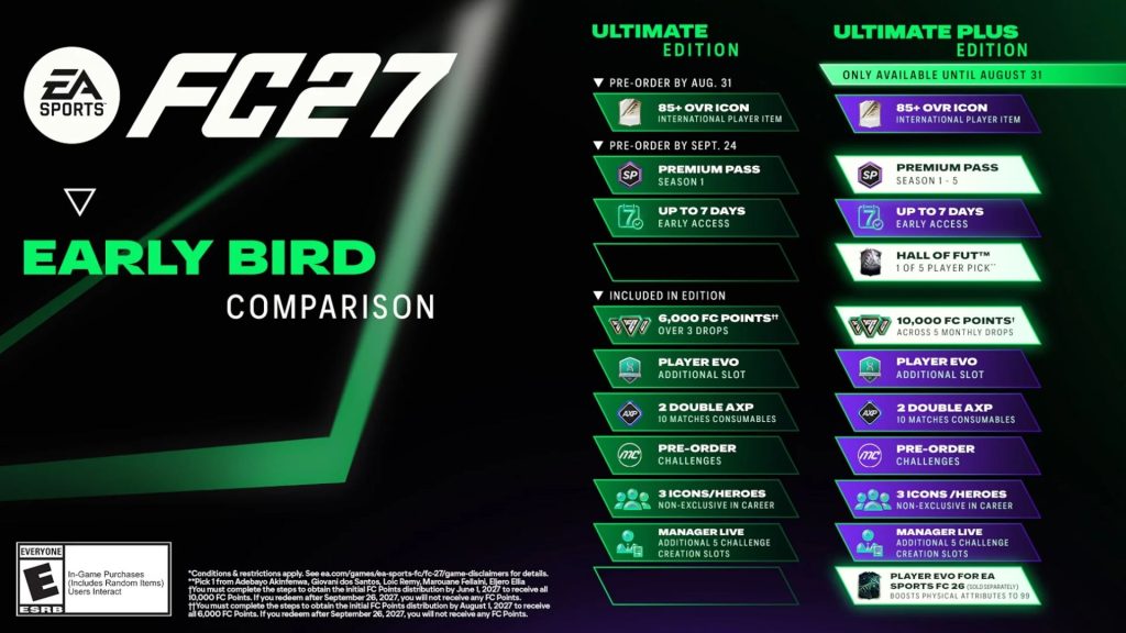 EA FC 27 Ultimate Plus Differences