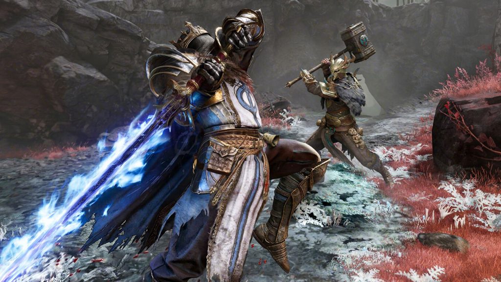 player fighting enemy in mistfall hunter