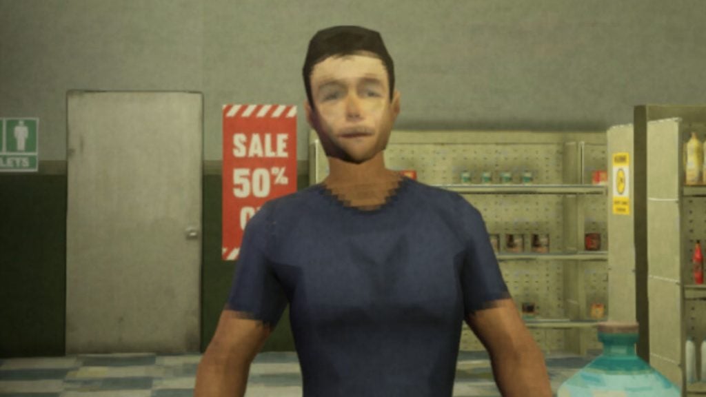 man in shift at midnight store