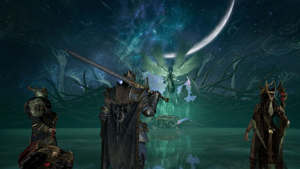 group of players encountering an enemy in mistfall hunter