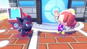 Zorua and a character in Pokopia