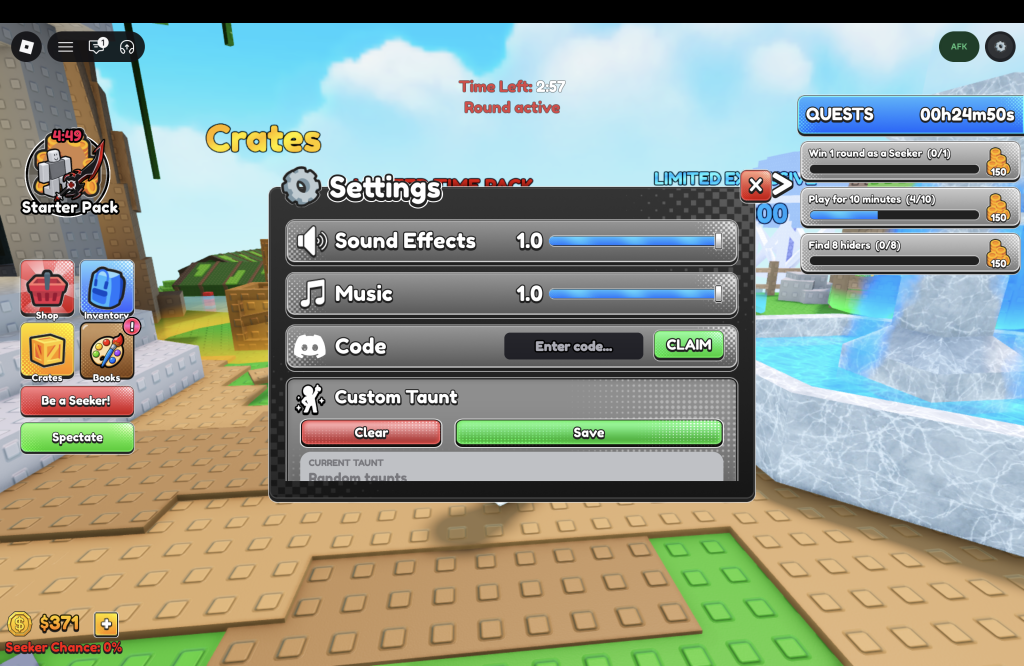 Paint And Seek Codes Redemption Menu