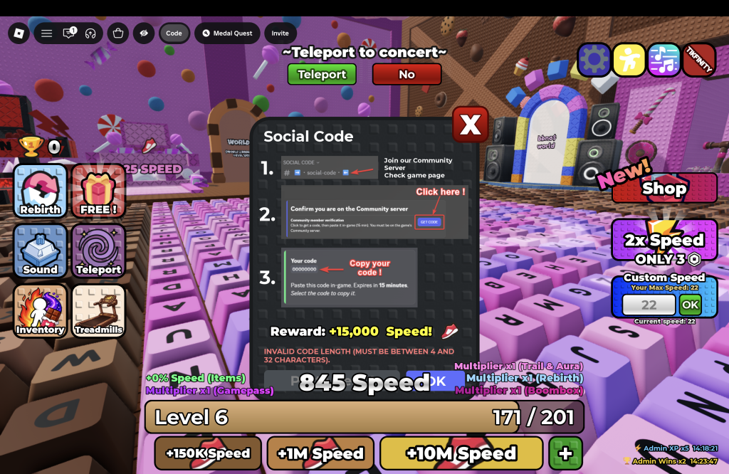+1 Speed Keyboard Escape Codes Redemption Menu