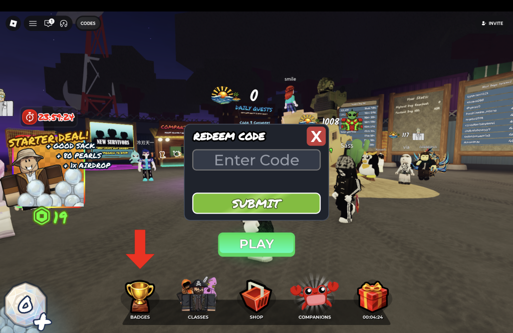 100 Days At Sea Codes Menu 