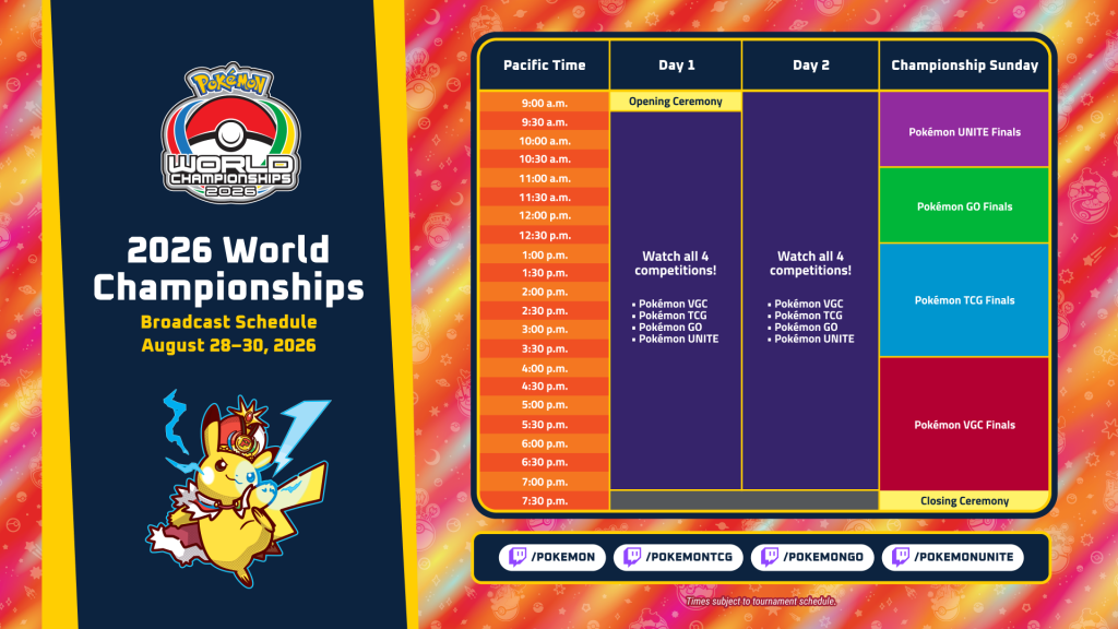 Pokemon World Championships 2026 Broadcast Schedule