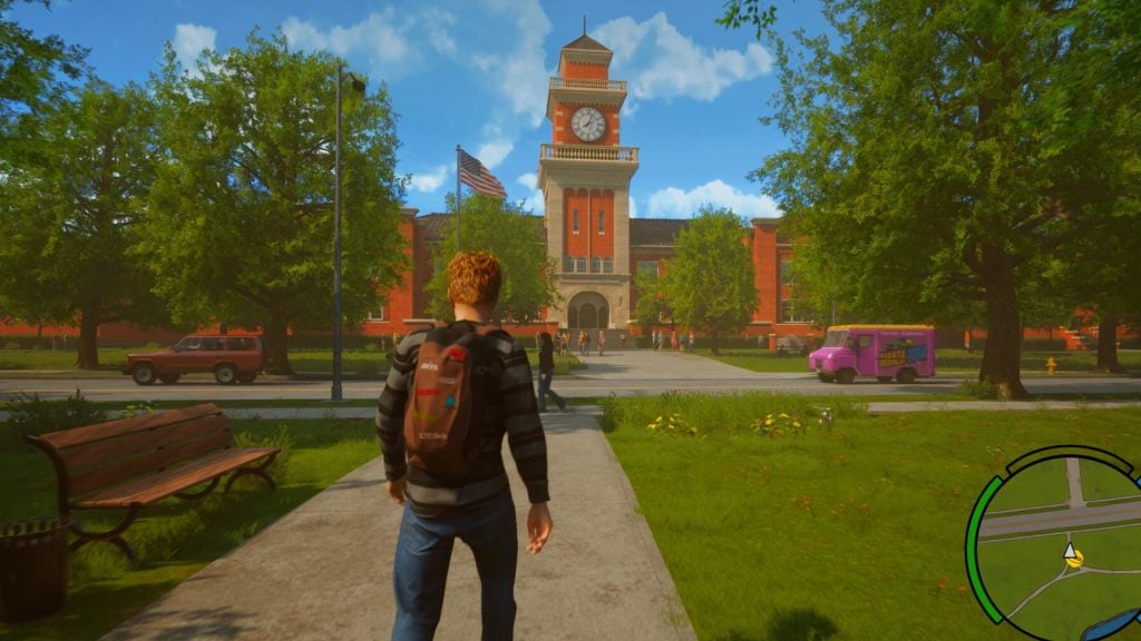 student approaching school in Agefield High: Rock the School
