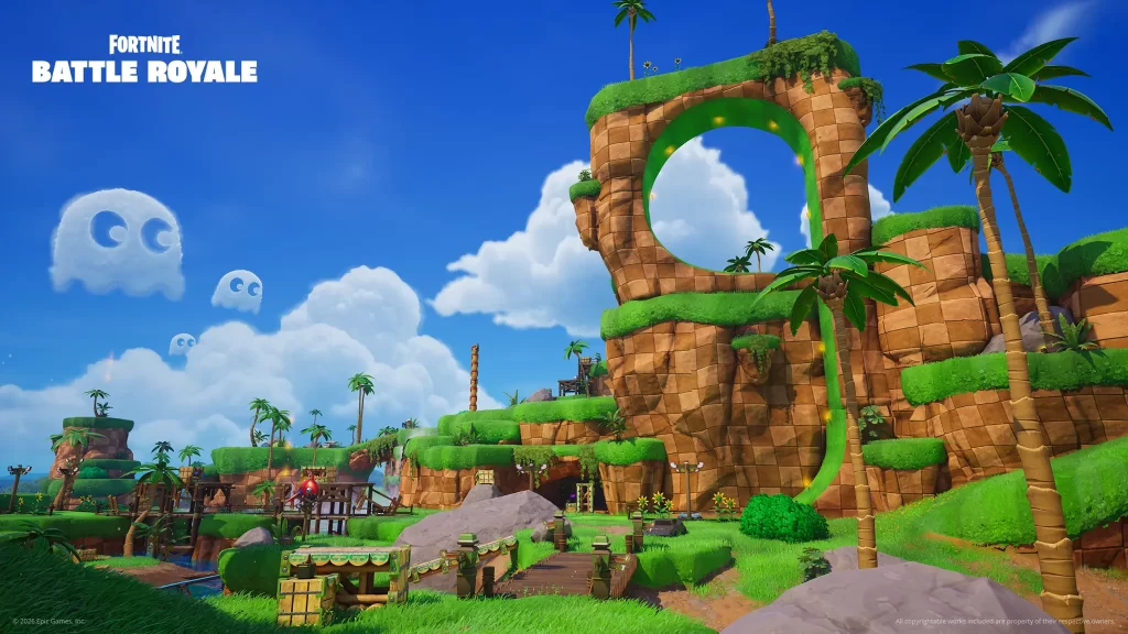 The Green Hill Zone POI in Fortnite