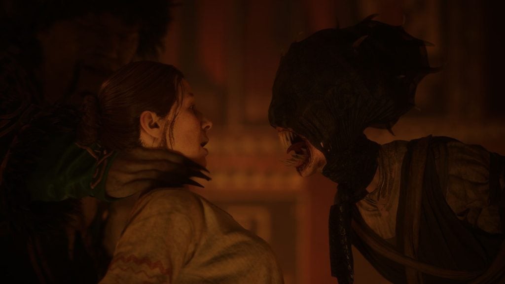 character coming face to face with enemy in the blood of dawnwalker