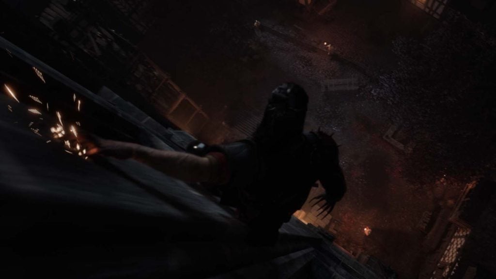 character sliding down building in the blood of dawnwalker