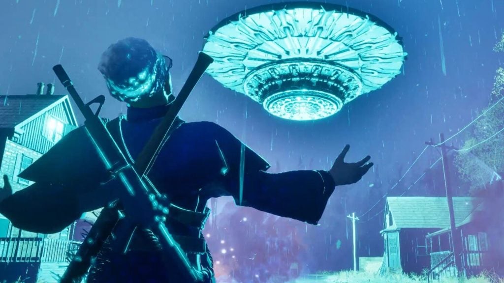 join us character praising UFO