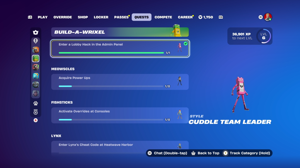 A quest screen in Fortnite