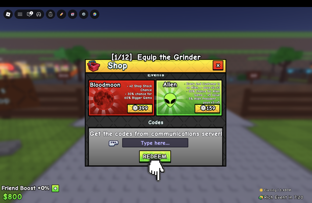 Cut A Gem Codes Menu