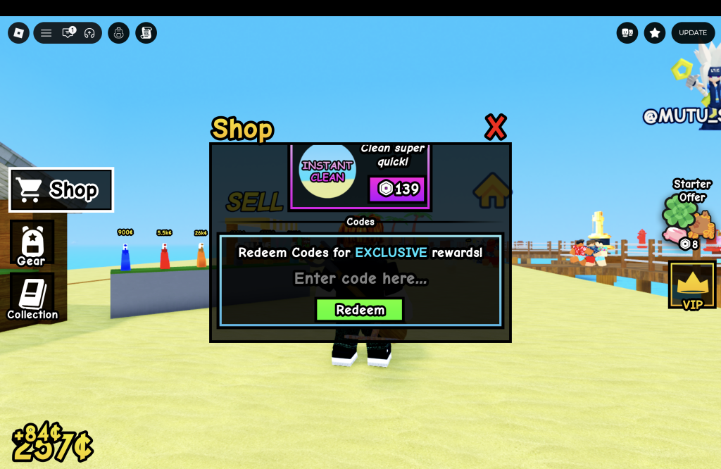 Dig And Clean Codes Redemption Menu