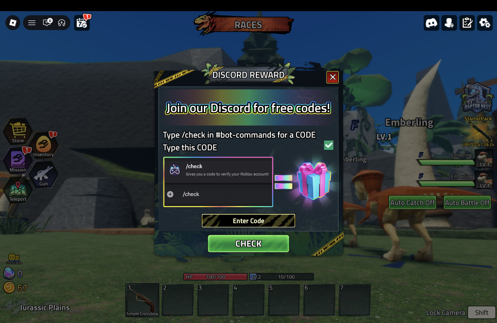 Dino Hunters Codes Redemption Menu